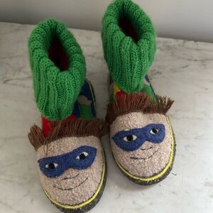 Colorful Superhero Knit Slippers by Garnet Hill